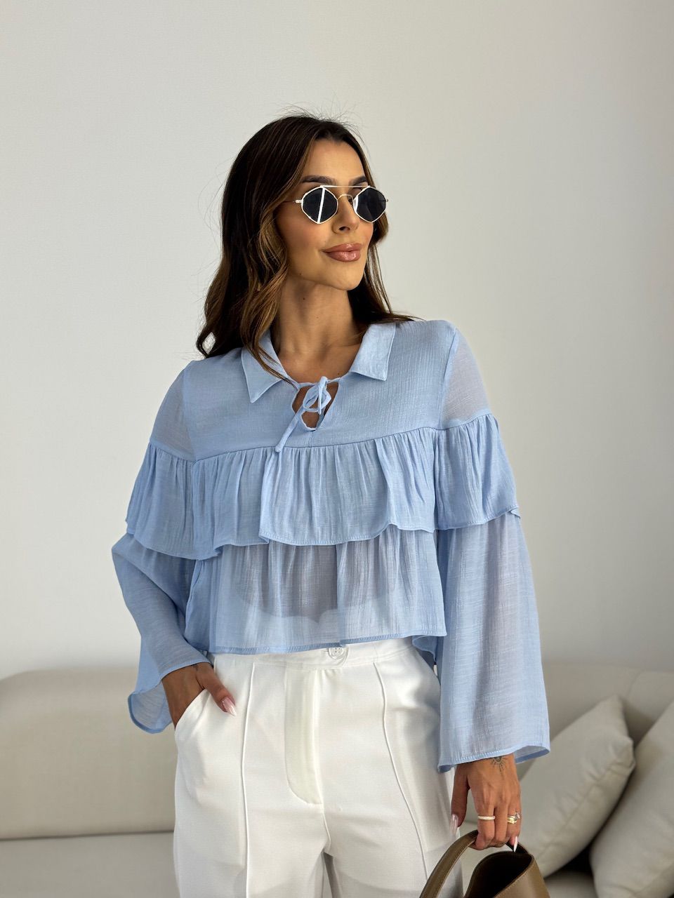 BLUSA FABIOLA BABADO AZUL