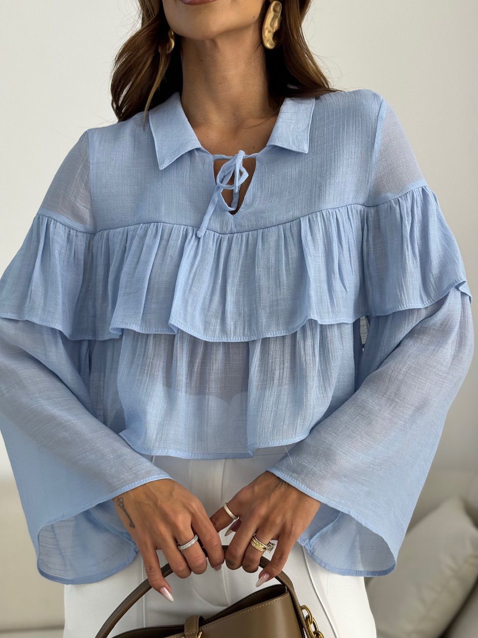BLUSA FABIOLA BABADO AZUL