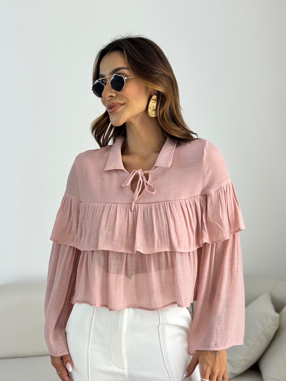 BLUSA FABIOLA BABADO ROSÊ