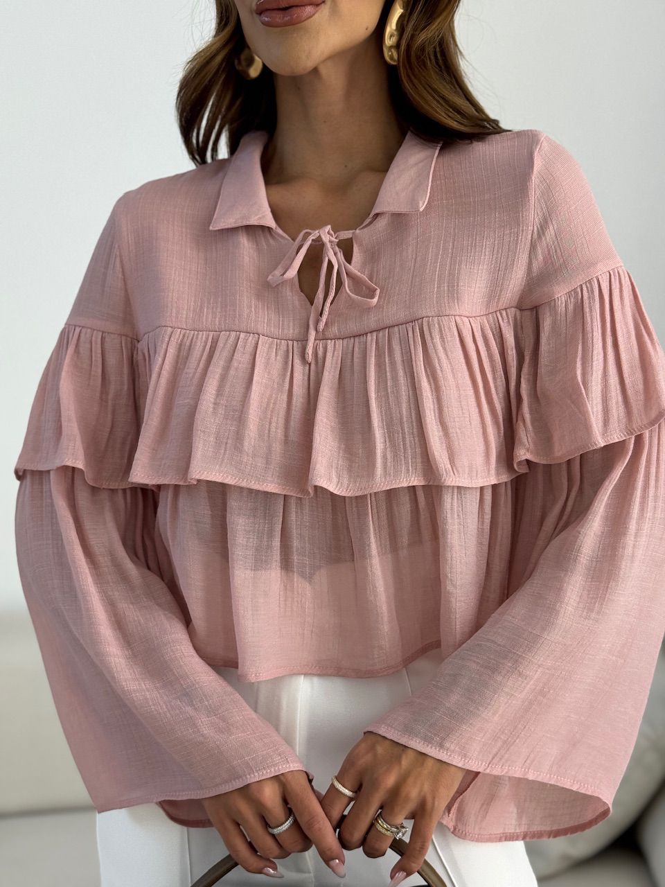 BLUSA FABIOLA BABADO ROSÊ