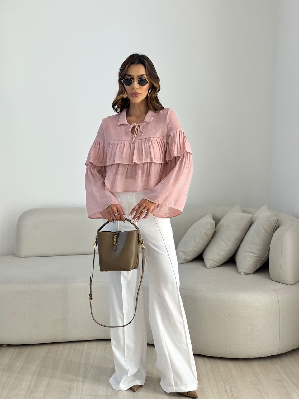 BLUSA FABIOLA BABADO ROSÊ