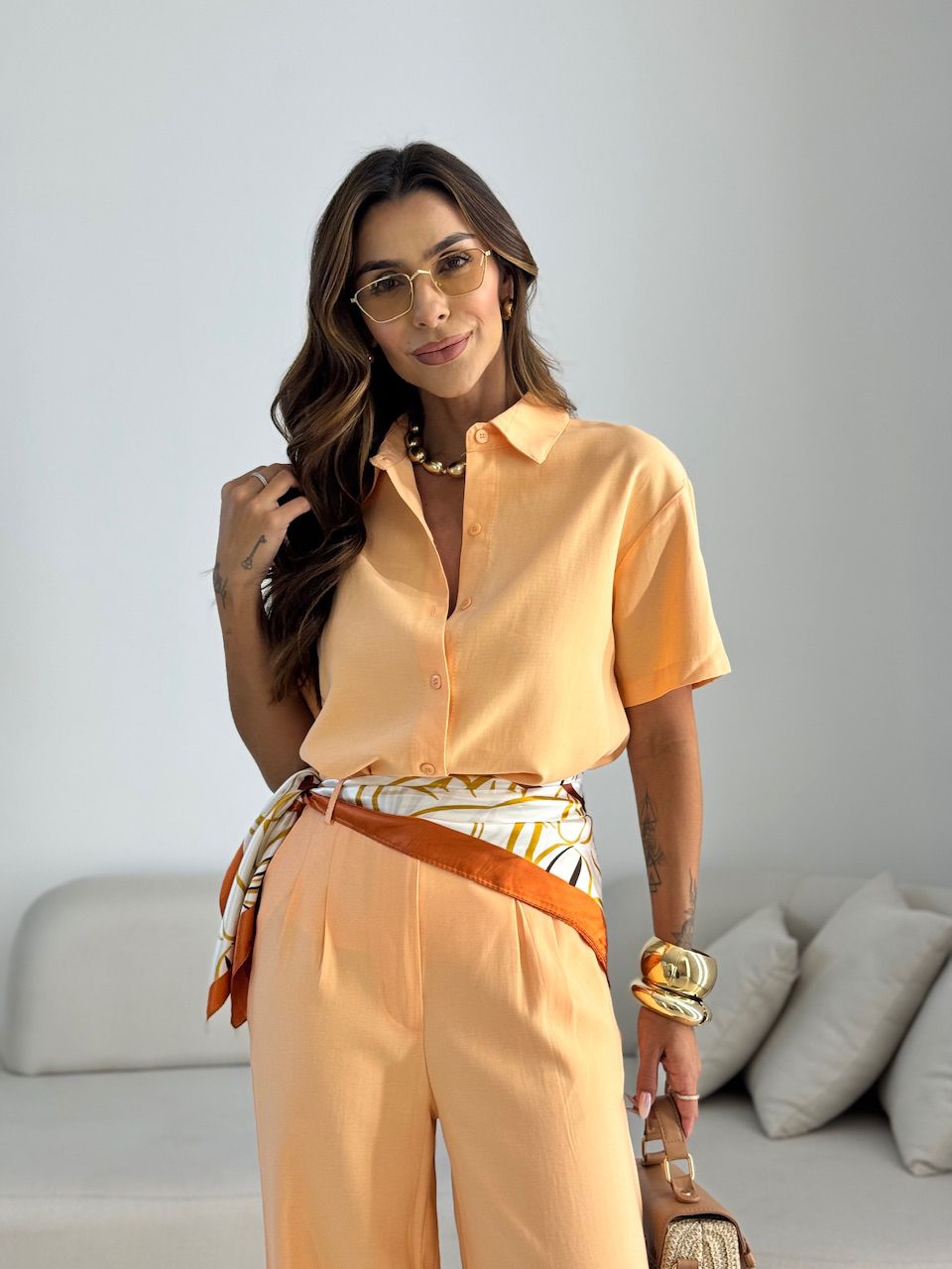 CONJUNTO SAMANTA CALÇA LARANJA