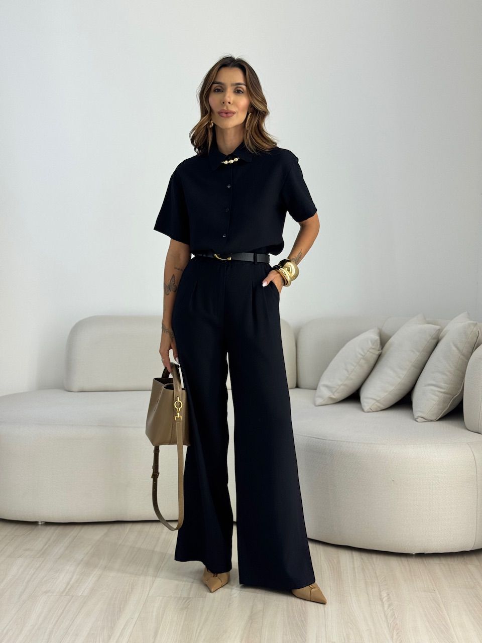 CONJUNTO SAMANTA CALÇA PRETO - 0069670032 - CAROLLA FERRARO