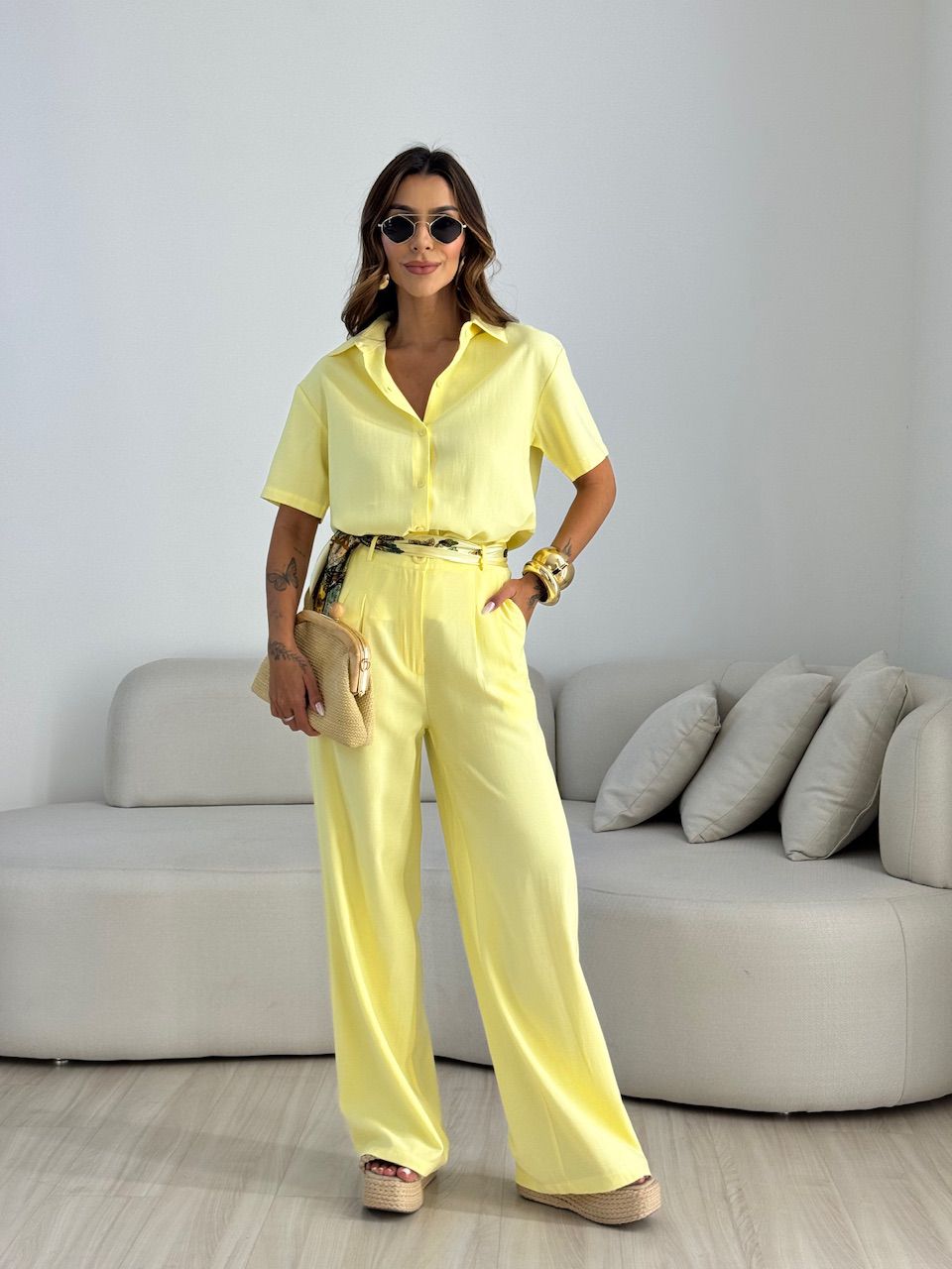 CONJUNTO SAMANTA CALÇA YELLOW BUTTER - 0069670431 - CAROLLA FERRARO