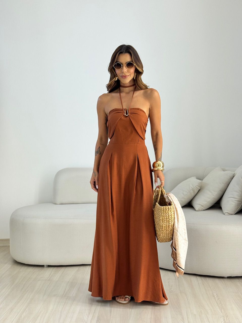 VESTIDO JOSI LONGO MARROM