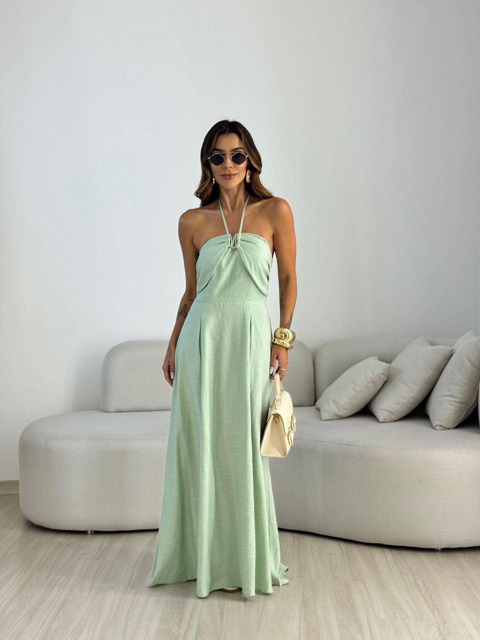 VESTIDO JOSI LONGO VERDE - 0069620014 - CAROLLA FERRARO