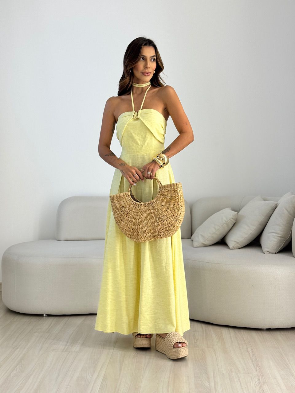 VESTIDO JOSI LONGO YELLOW BUTTER