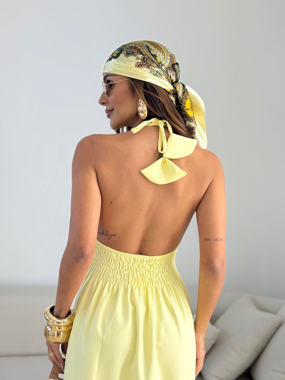 VESTIDO LORENA FRENTE ÚNICA AMARELO