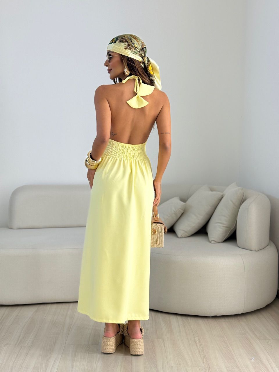 VESTIDO LORENA FRENTE ÚNICA AMARELO