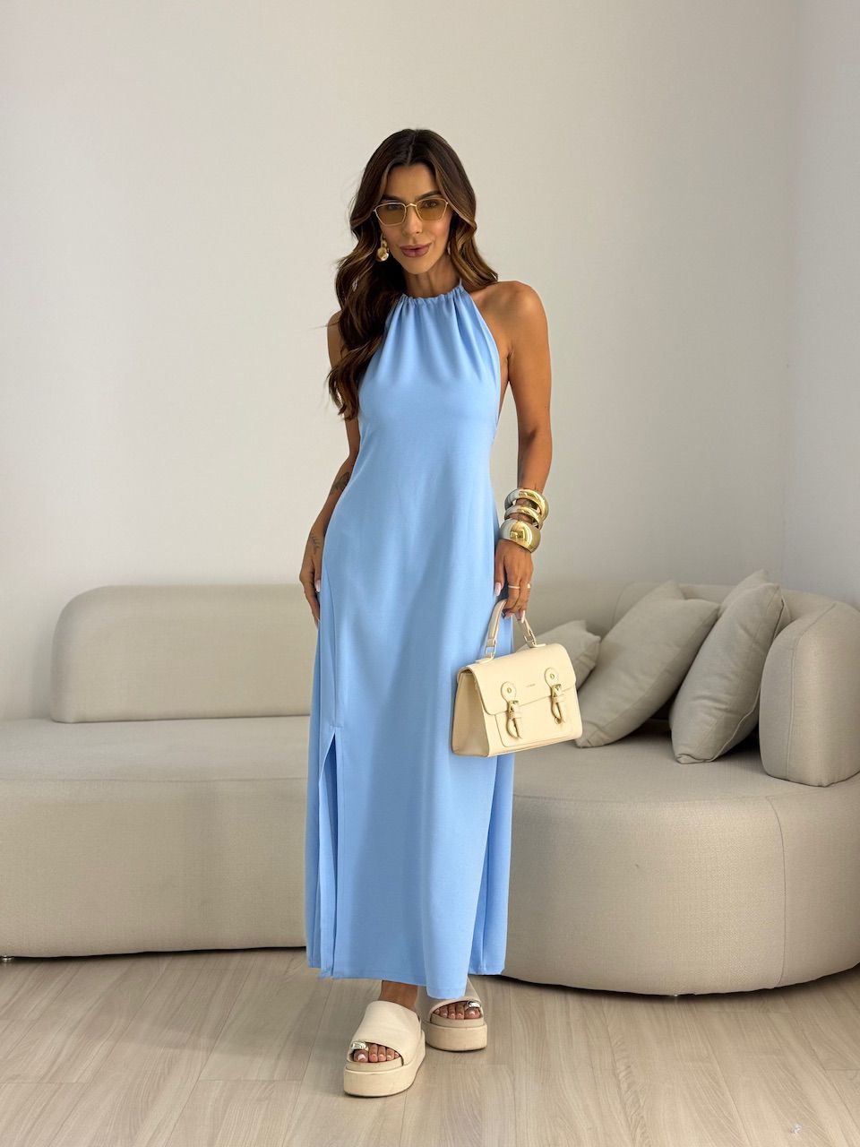 VESTIDO LORENA FRENTE ÚNICA azul - 0069640109 - CAROLLA FERRARO