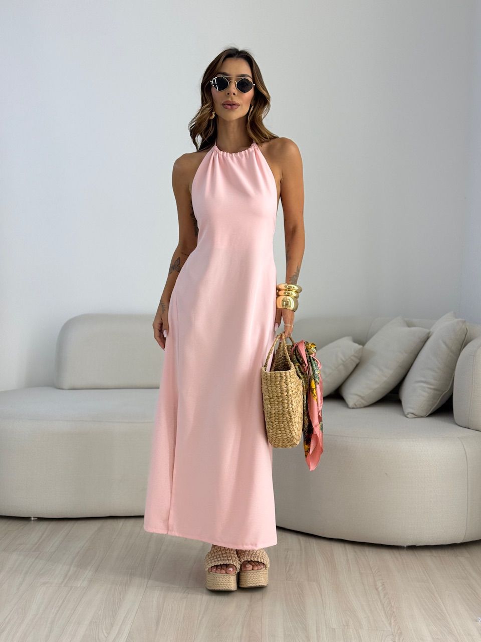VESTIDO LORENA FRENTE ÚNICA BABY PINK