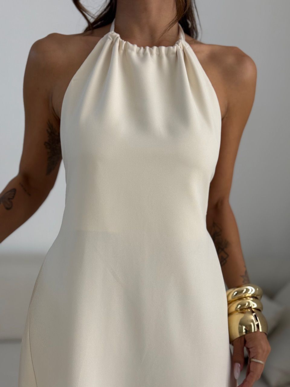 VESTIDO LORENA FRENTE ÚNICA MARFIM