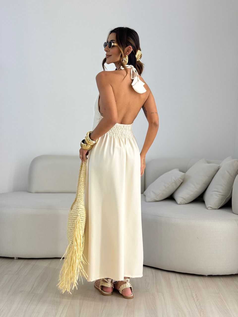VESTIDO LORENA FRENTE ÚNICA MARFIM