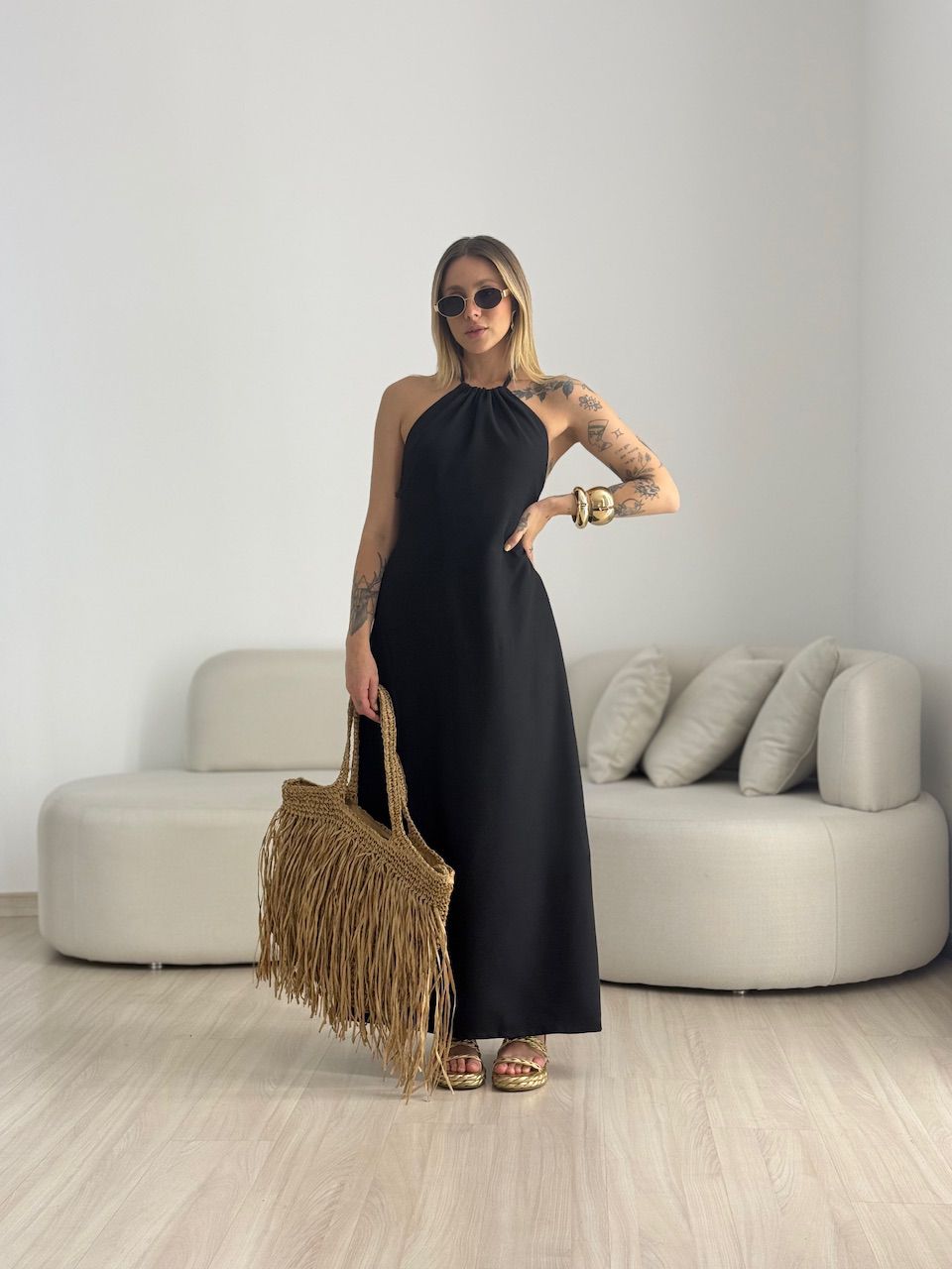 VESTIDO LORENA FRENTE ÚNICA preto - 0069640032 - CAROLLA FERRARO