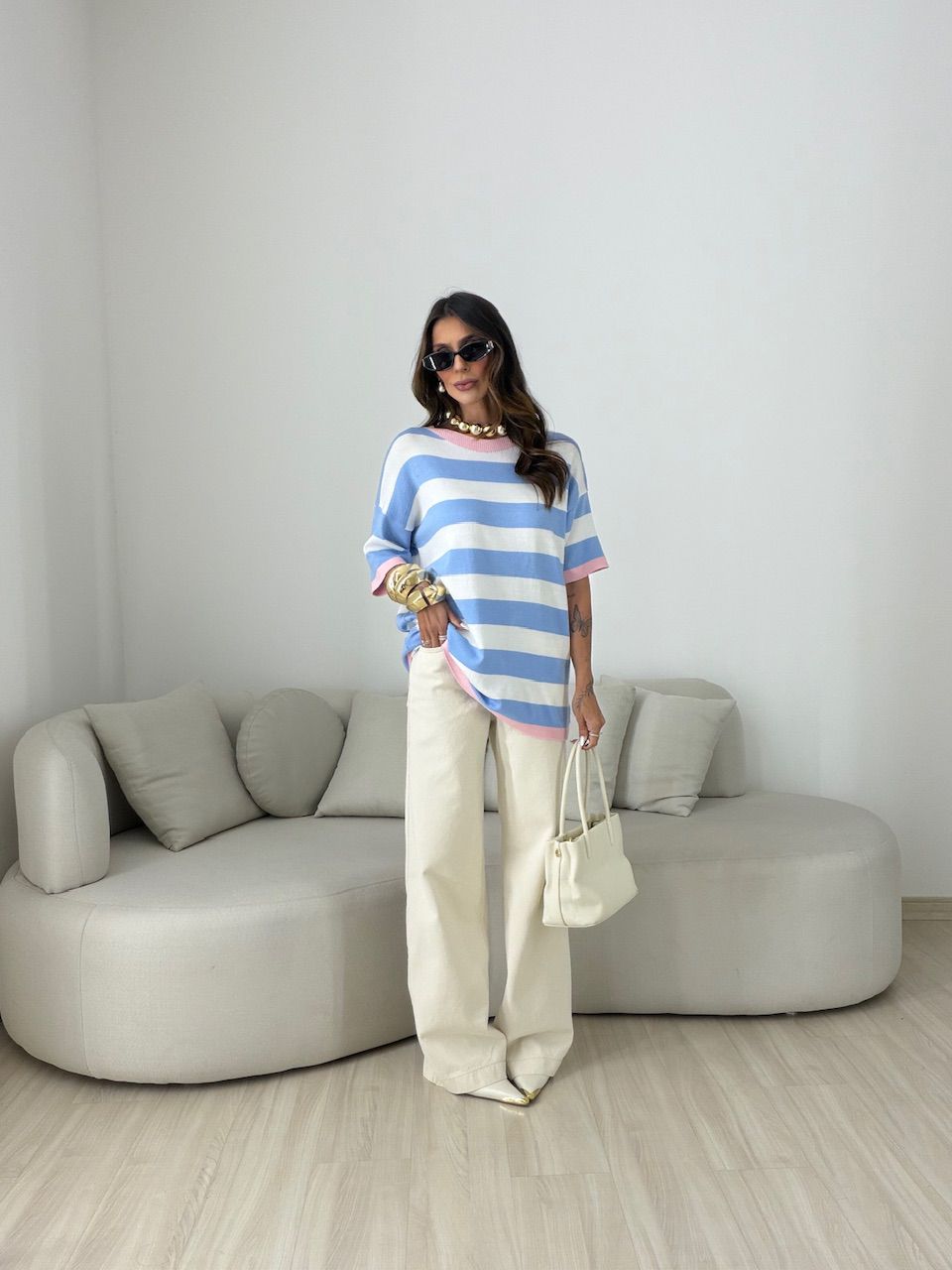 BLUSA ESTEFÂNIA LISTRADA AZUL