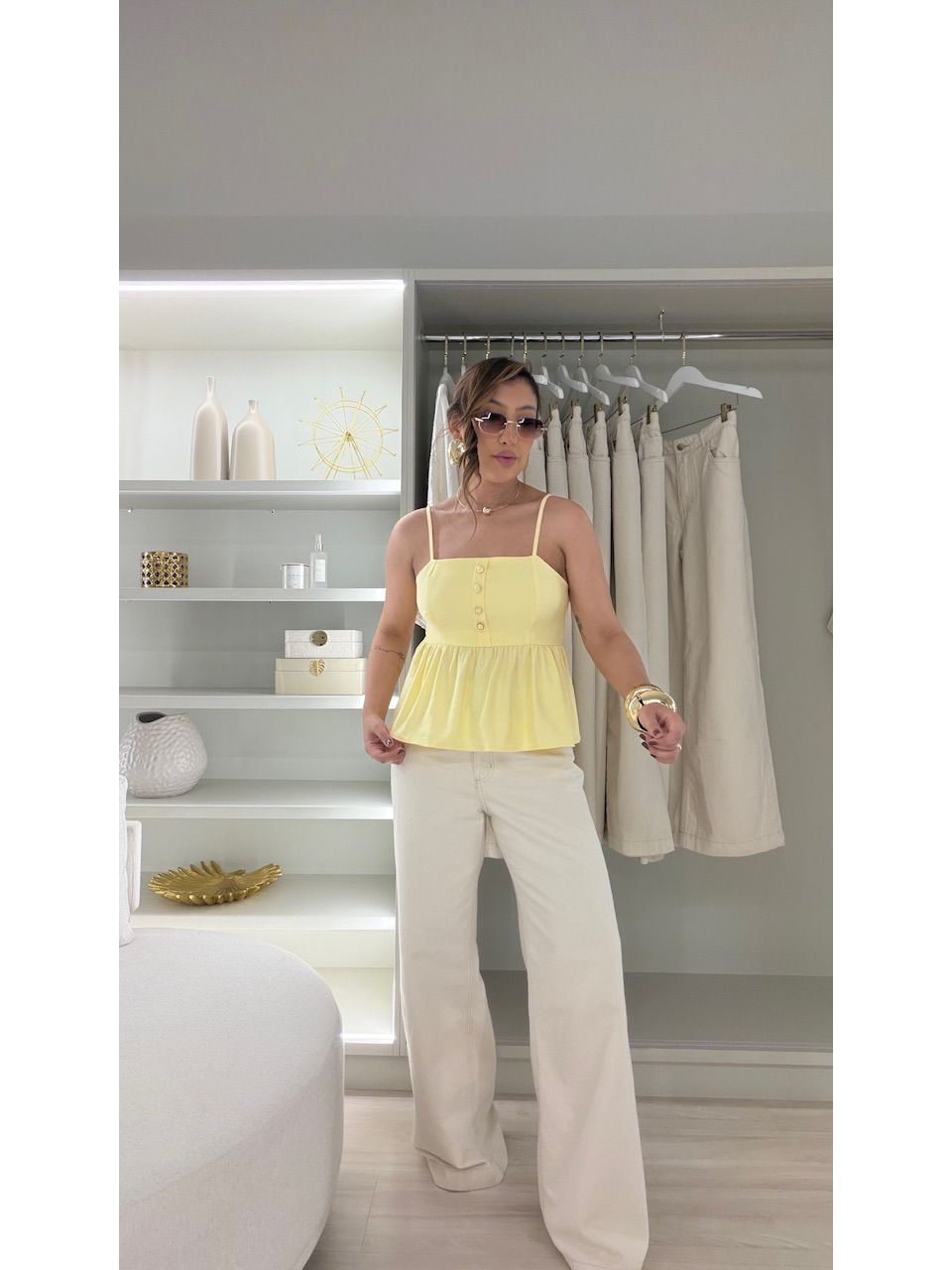 BLUSA PALOMA BOTÕES AMARELA