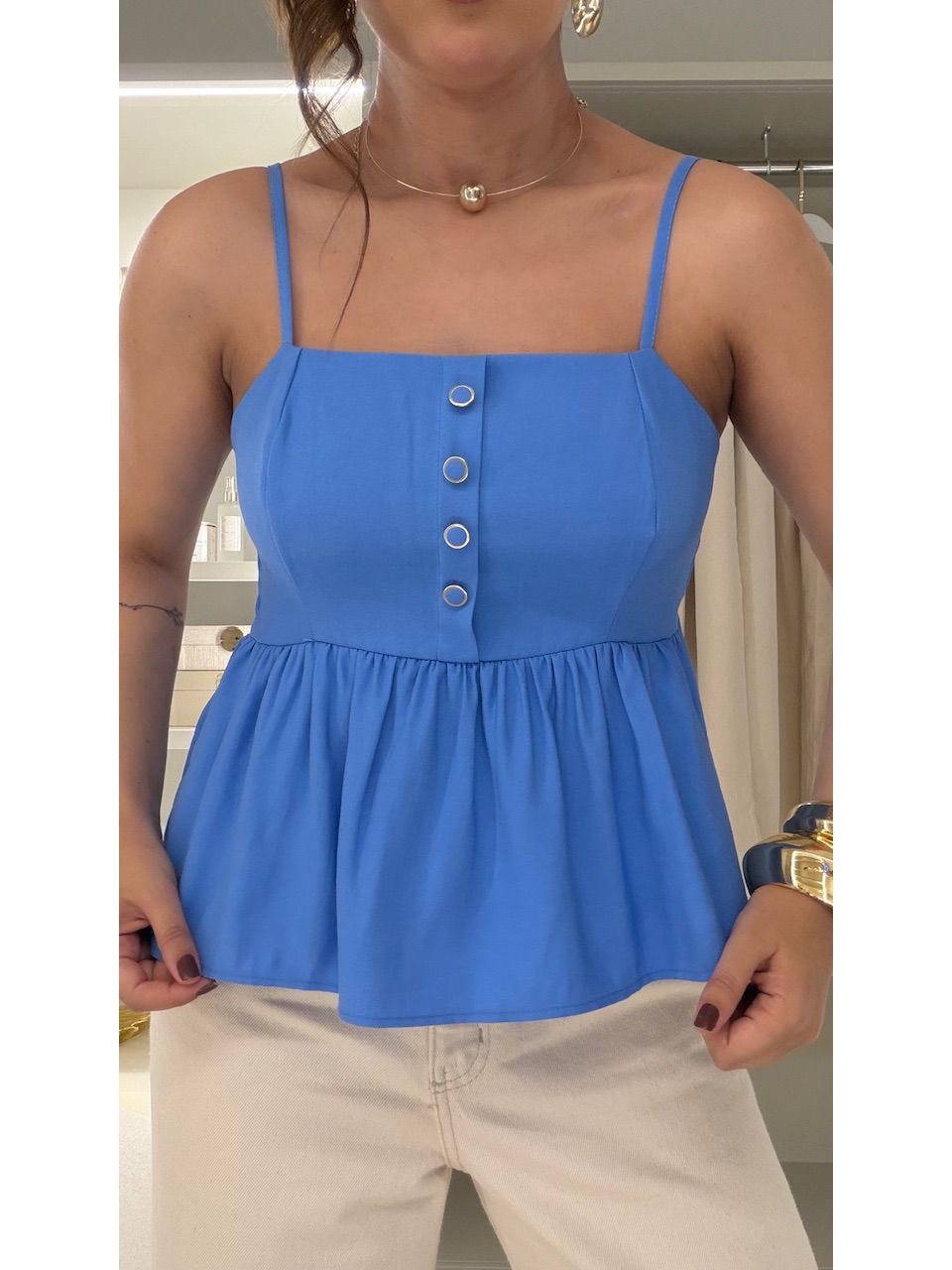 BLUSA PALOMA BOTÕES AZUL ESCURO