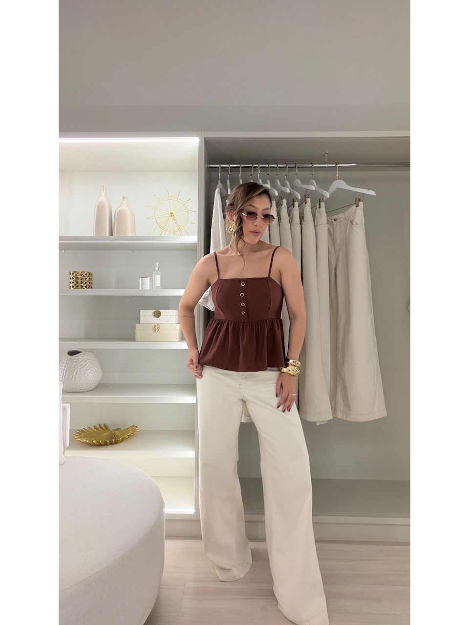 BLUSA PALOMA BOTÕES MARROM