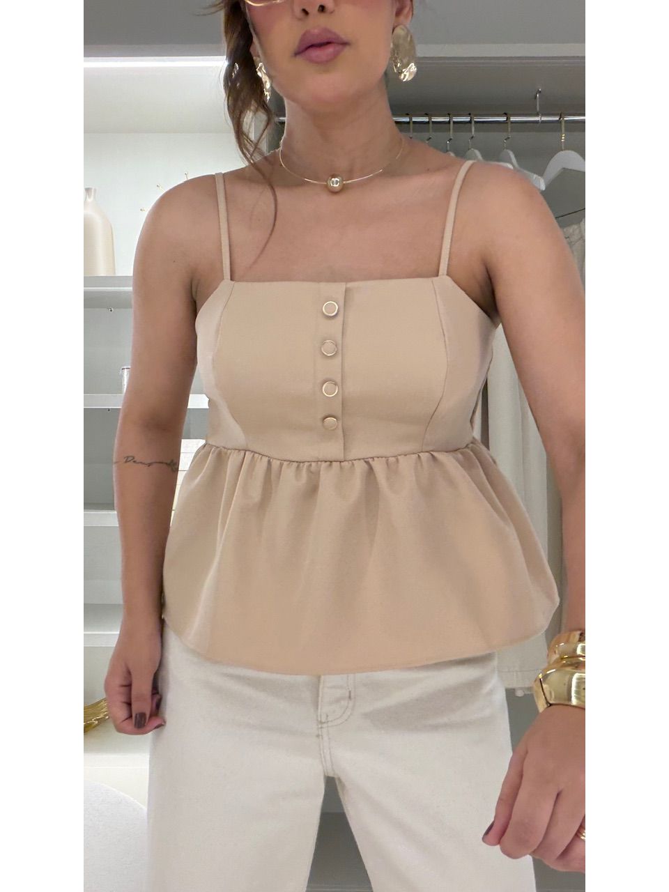 BLUSA PALOMA BOTÕES NUDE