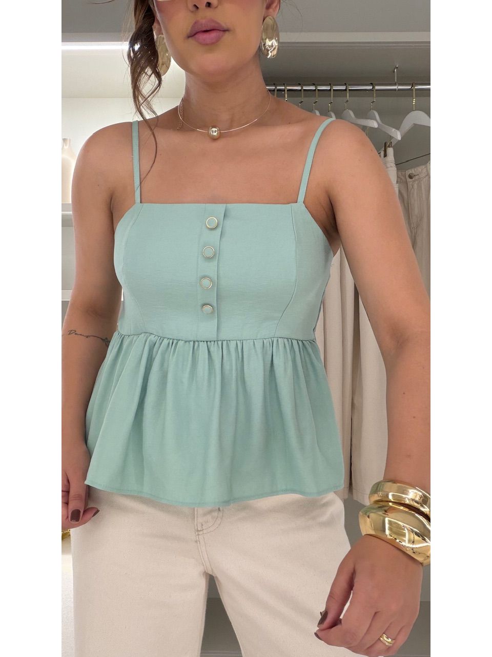 BLUSA PALOMA BOTÕES VERDE