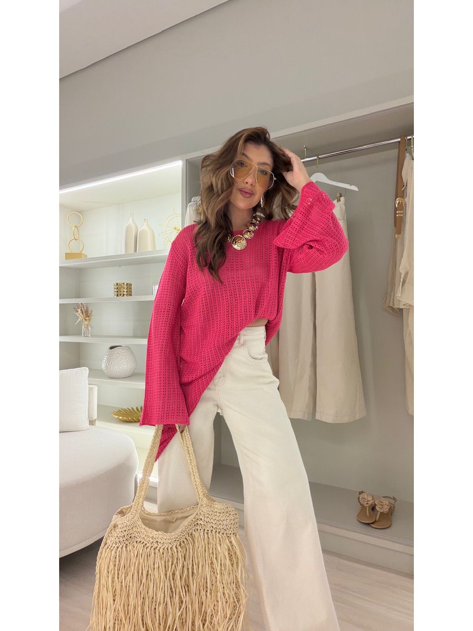 BLUSÃO PATRÍCIA TRICOT PINK - 0081410291 - CAROLLA FERRARO