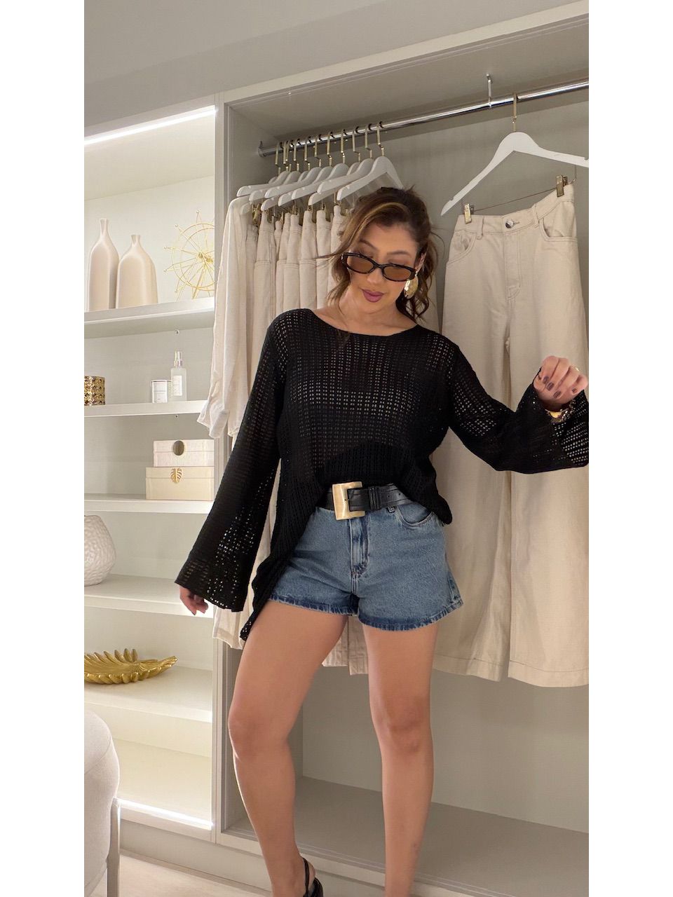 BLUSÃO PATRÍCIA TRICOT PRETO - 0081410032 - CAROLLA FERRARO