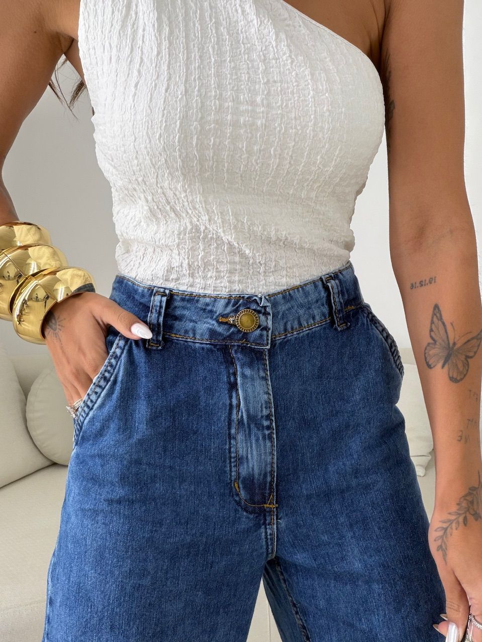 CALÇA LAILA WIDE LEG JEANS ESCURO