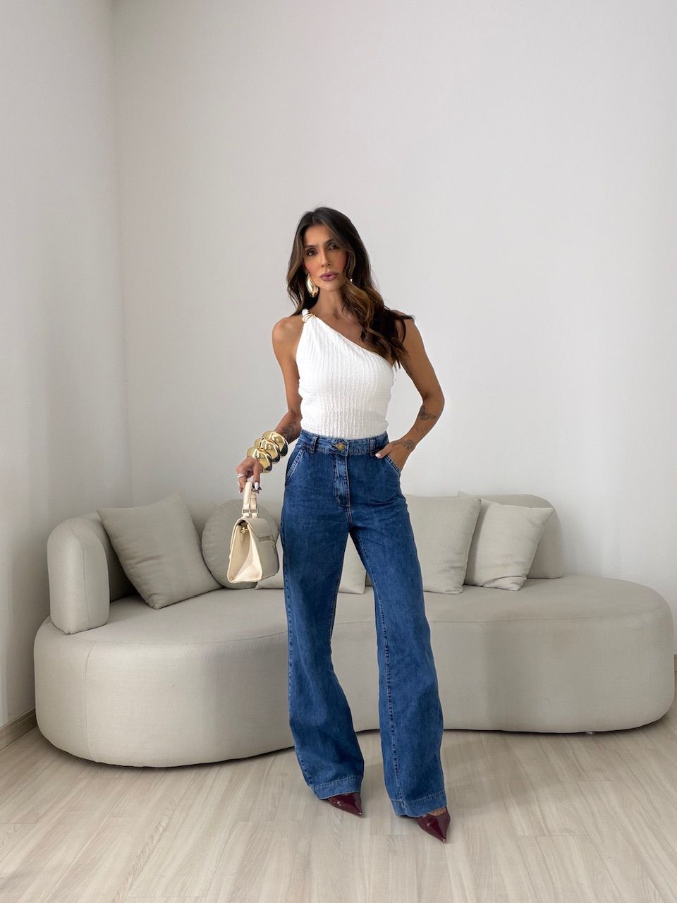 CALÇA LAILA WIDE LEG JEANS ESCURO
