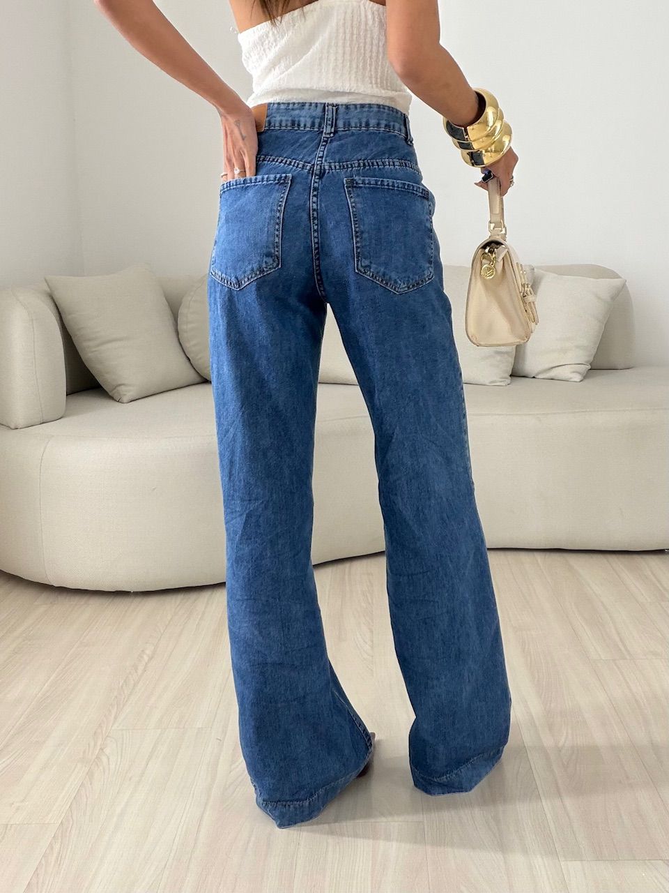 CALÇA LAILA WIDE LEG JEANS ESCURO