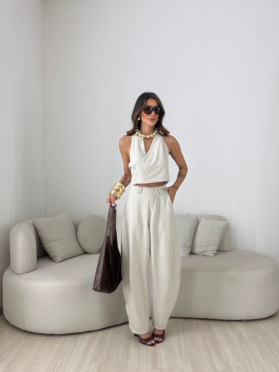 CONJUNTO ANANDA CALÇA CINZA - 0081370091 - CAROLLA FERRARO