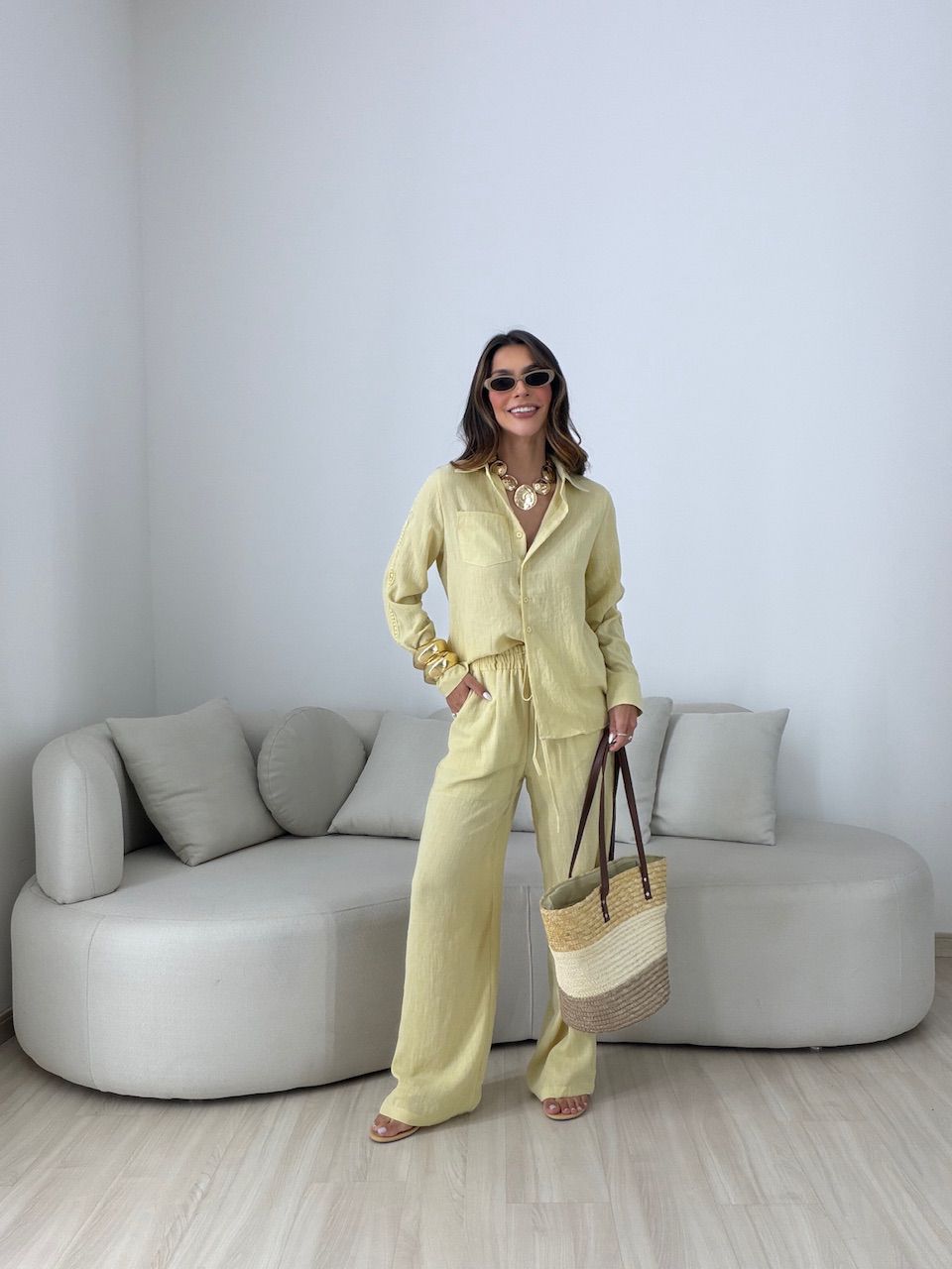 CONJUNTO JÉSSICA LINHO AMARELO