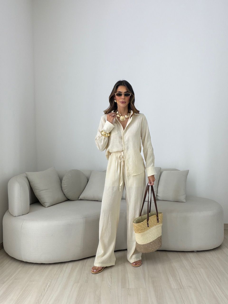 CONJUNTO JÉSSICA LINHO AREIA