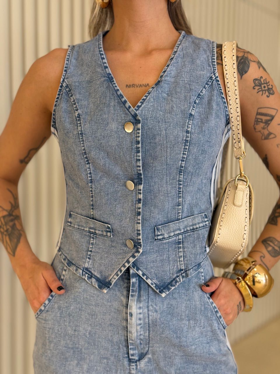 CONJUNTO ADRIELY LISTRAS JEANS MÉDIO