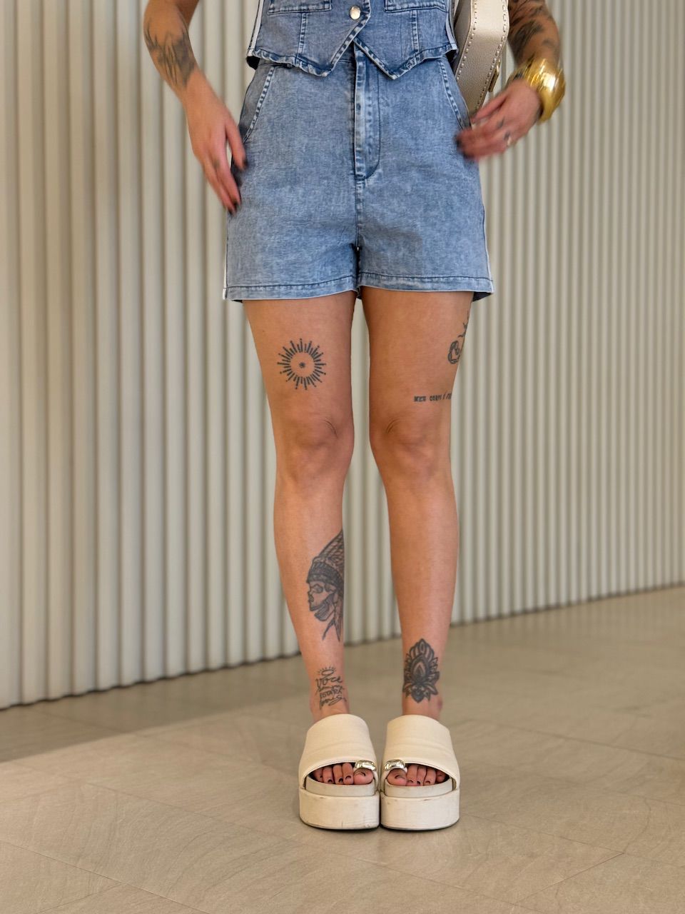 CONJUNTO ADRIELY LISTRAS JEANS MÉDIO