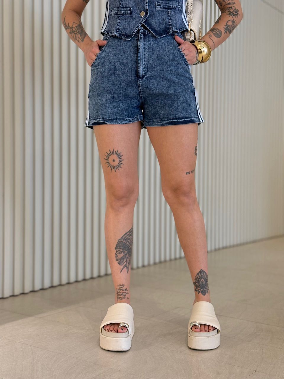 CONJUNTO ADRIELY LISTRAS JEANS ESCURO