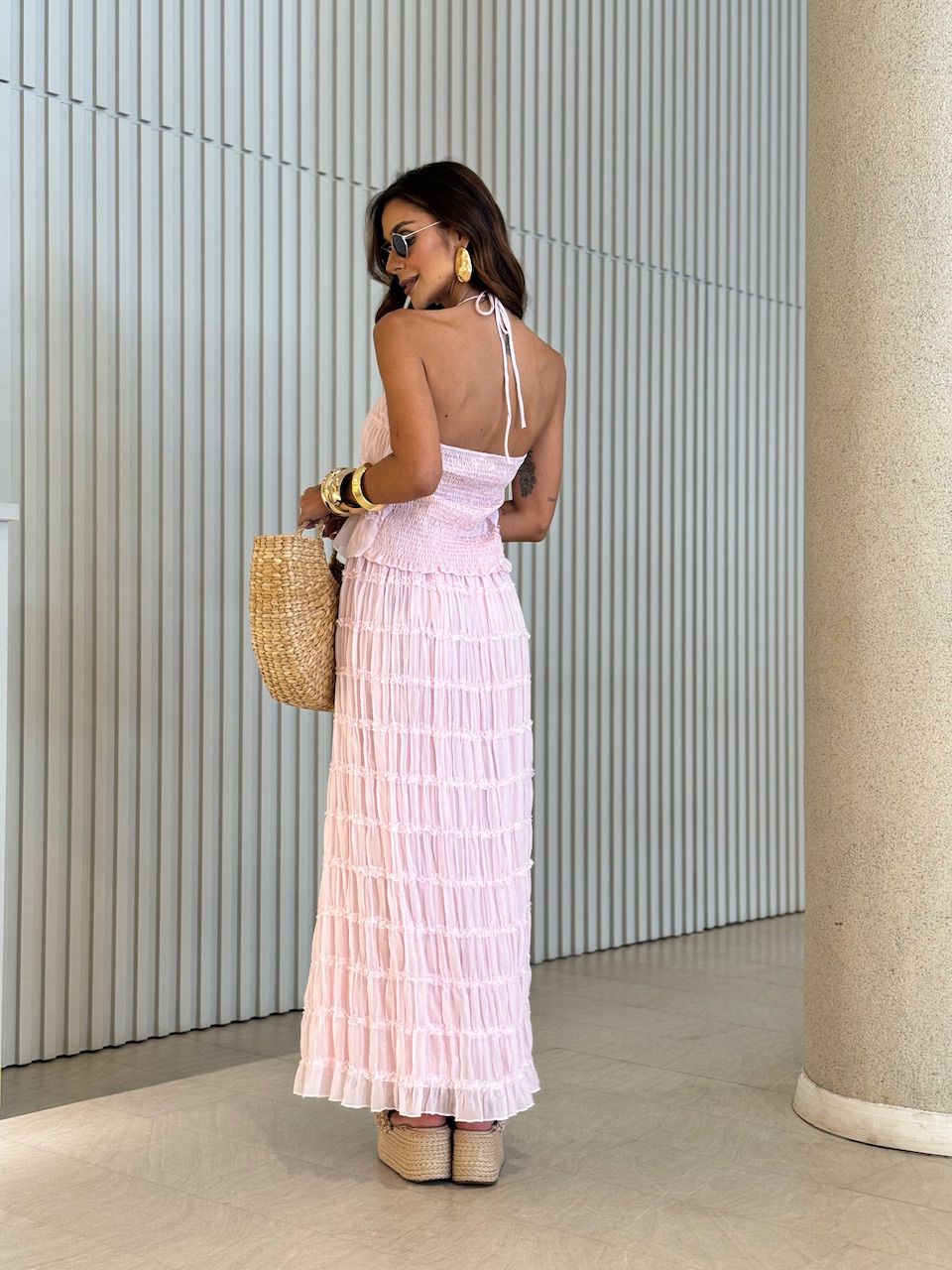 CONJUNTO KATE SAIA LONGA BABY PINK