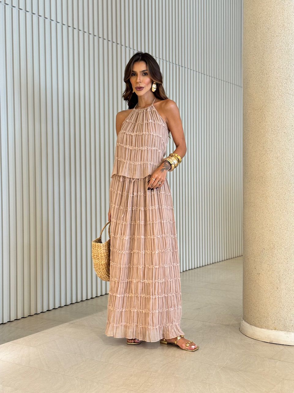 CONJUNTO KATE SAIA LONGA CAPUCCINO 