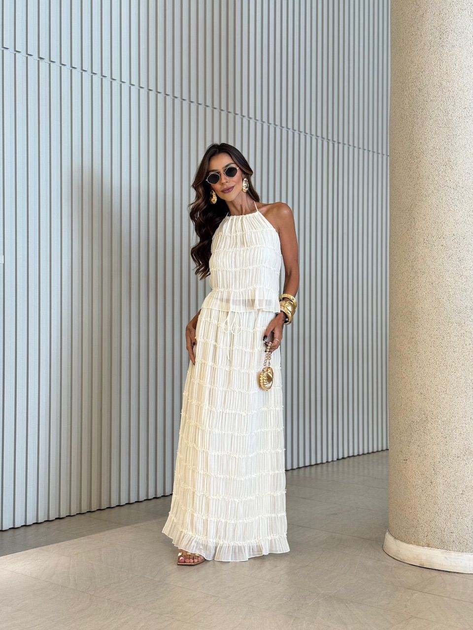 CONJUNTO KATE SAIA LONGA MARFIM - 0071540056 - CAROLLA FERRARO