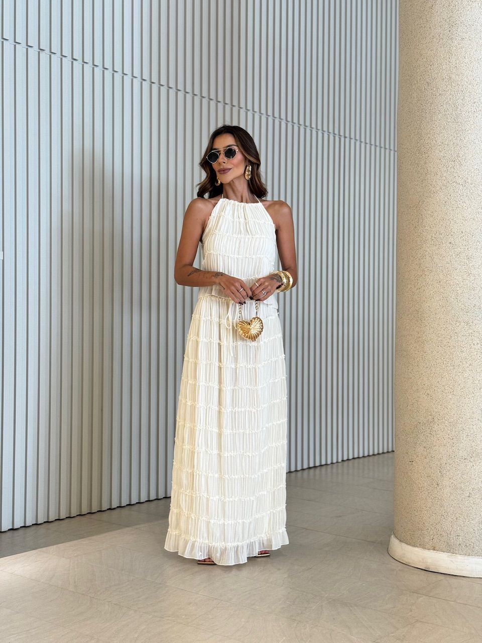 CONJUNTO KATE SAIA LONGA MARFIM