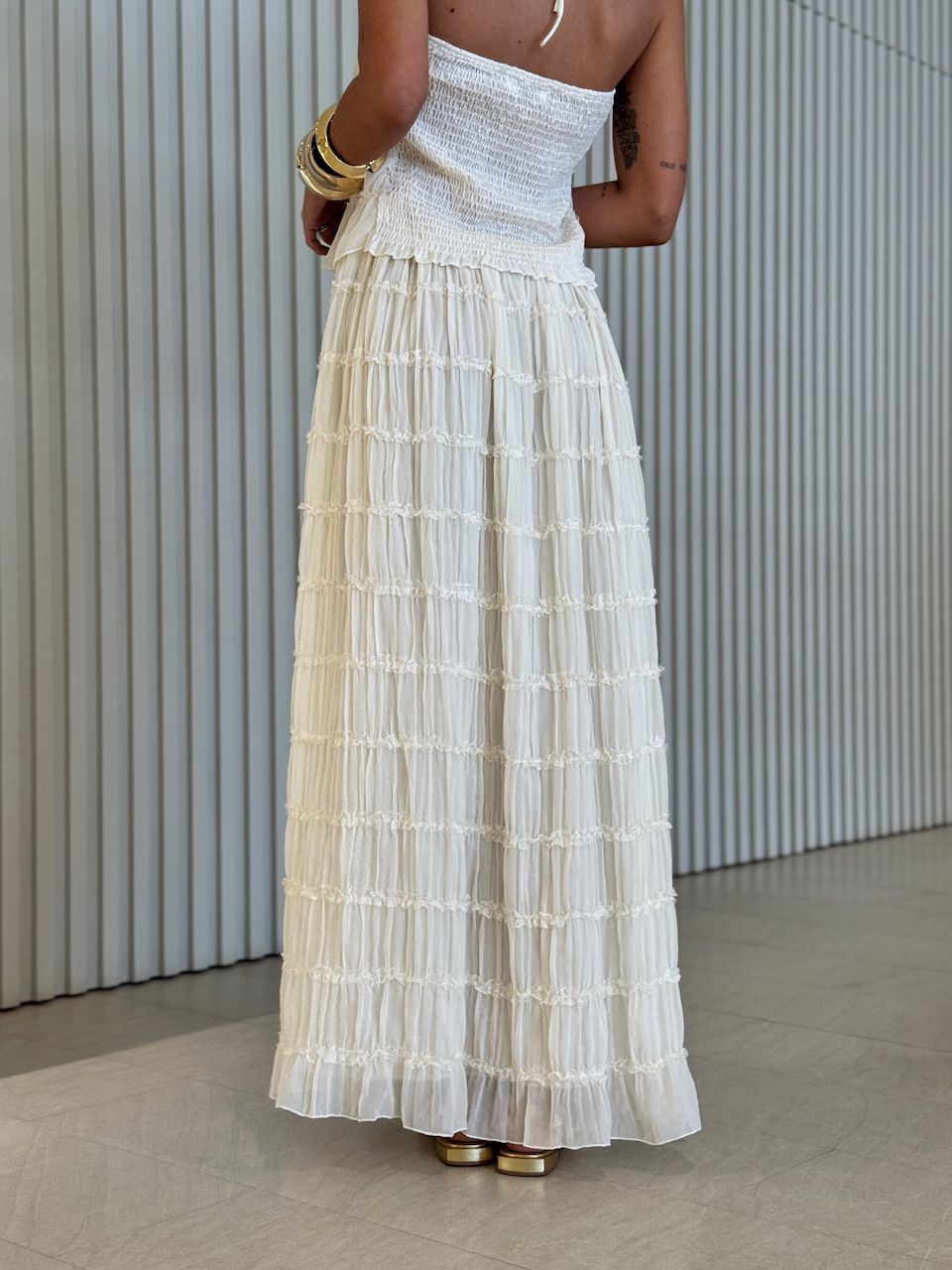 CONJUNTO KATE SAIA LONGA MARFIM