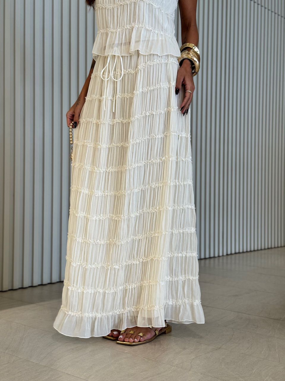 CONJUNTO KATE SAIA LONGA MARFIM