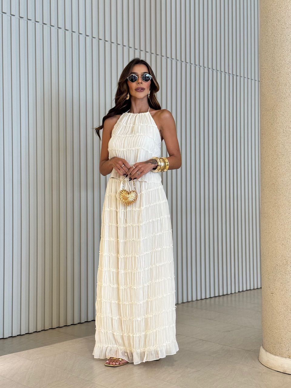 CONJUNTO KATE SAIA LONGA MARFIM