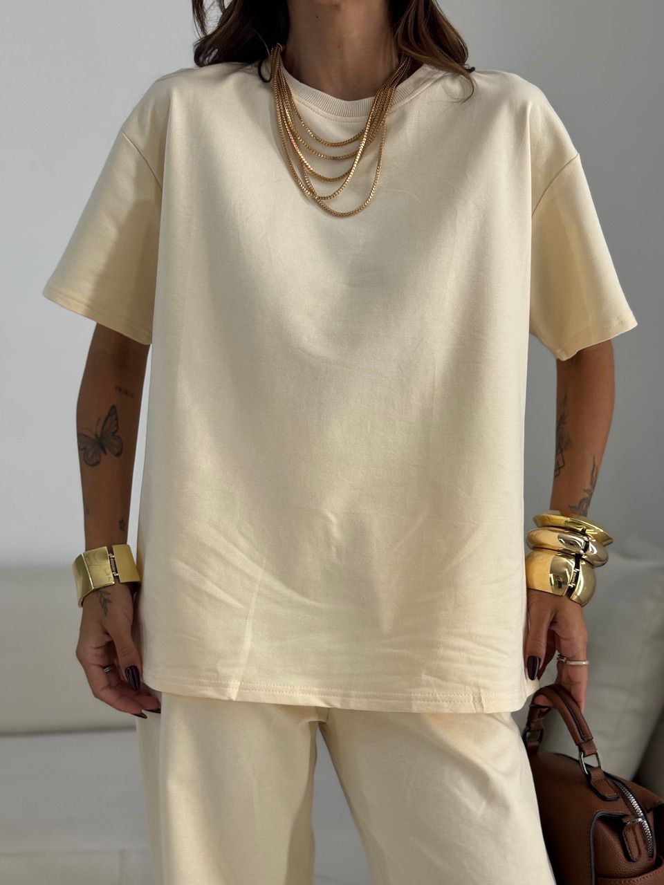 CONJUNTO MELISSA CAMISETA CALÇA AREIA