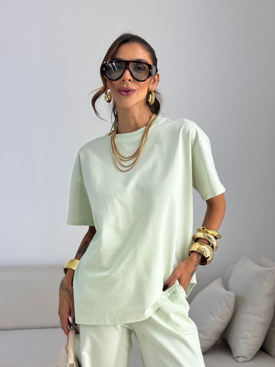 CONJUNTO MELISSA CAMISETA CALÇA BABY GREEN