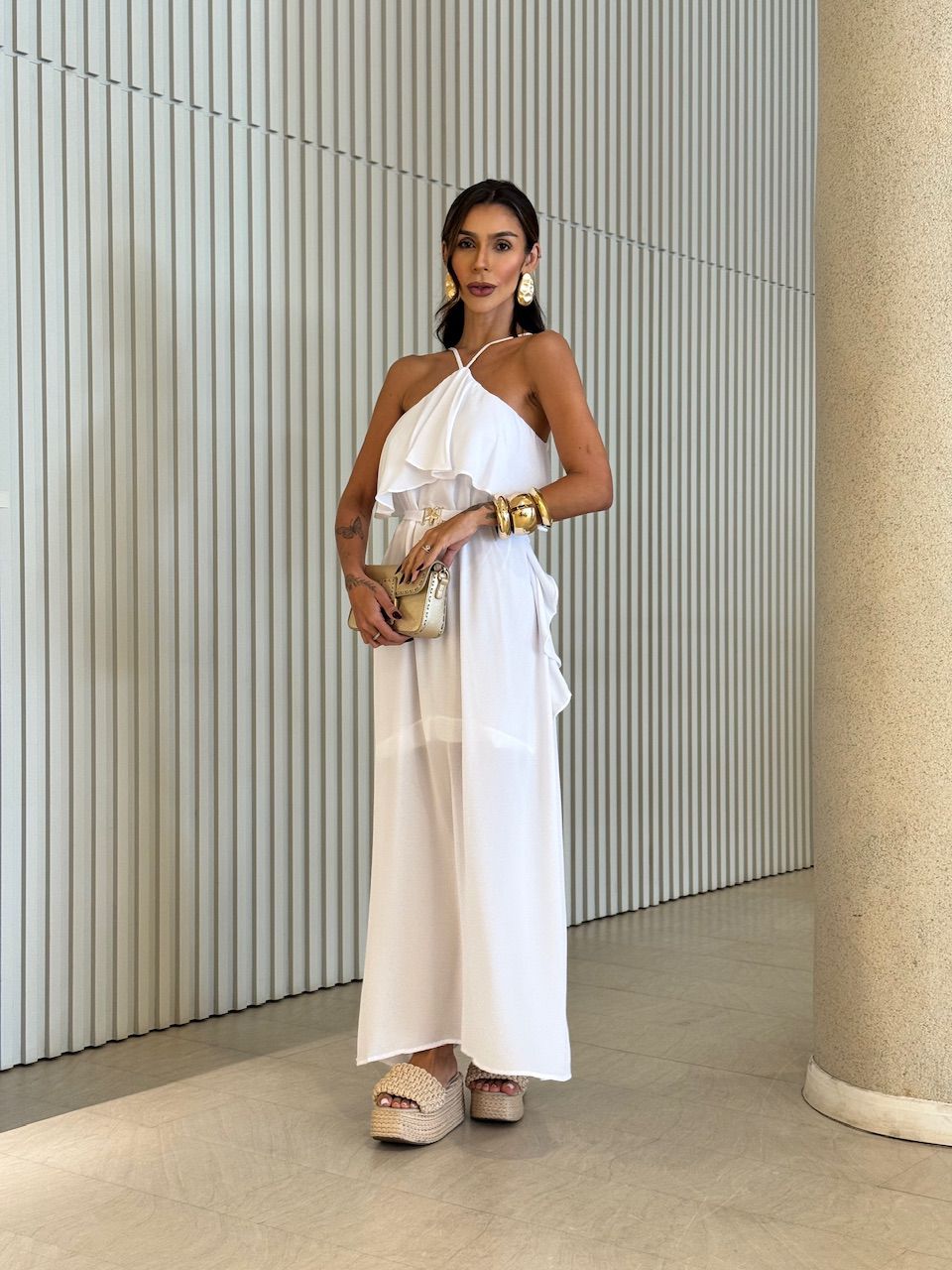 VESTIDO CELINE BABADO LONGO OFF