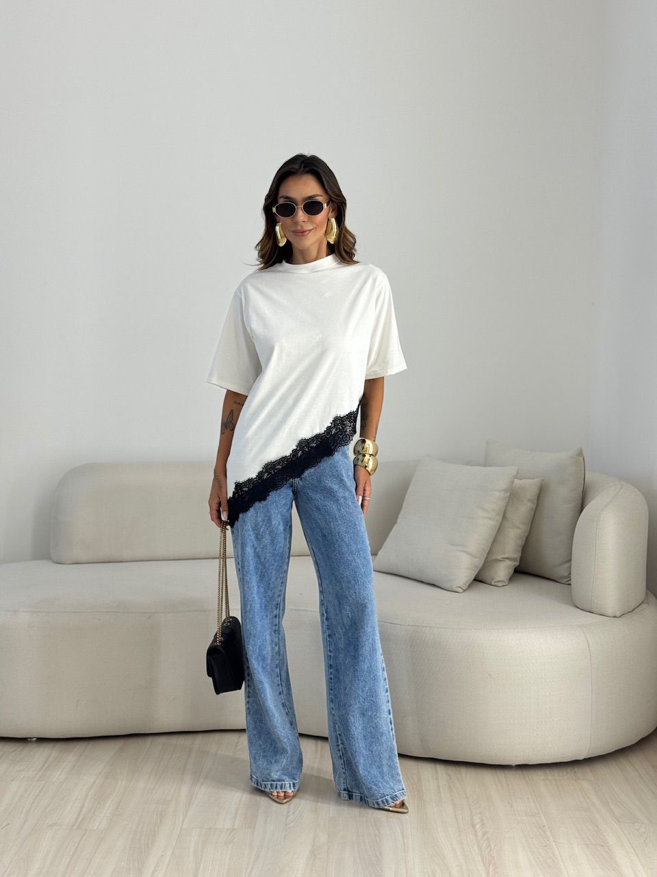 BLUSA MARIANA CF RENDA OFF/ PRETO