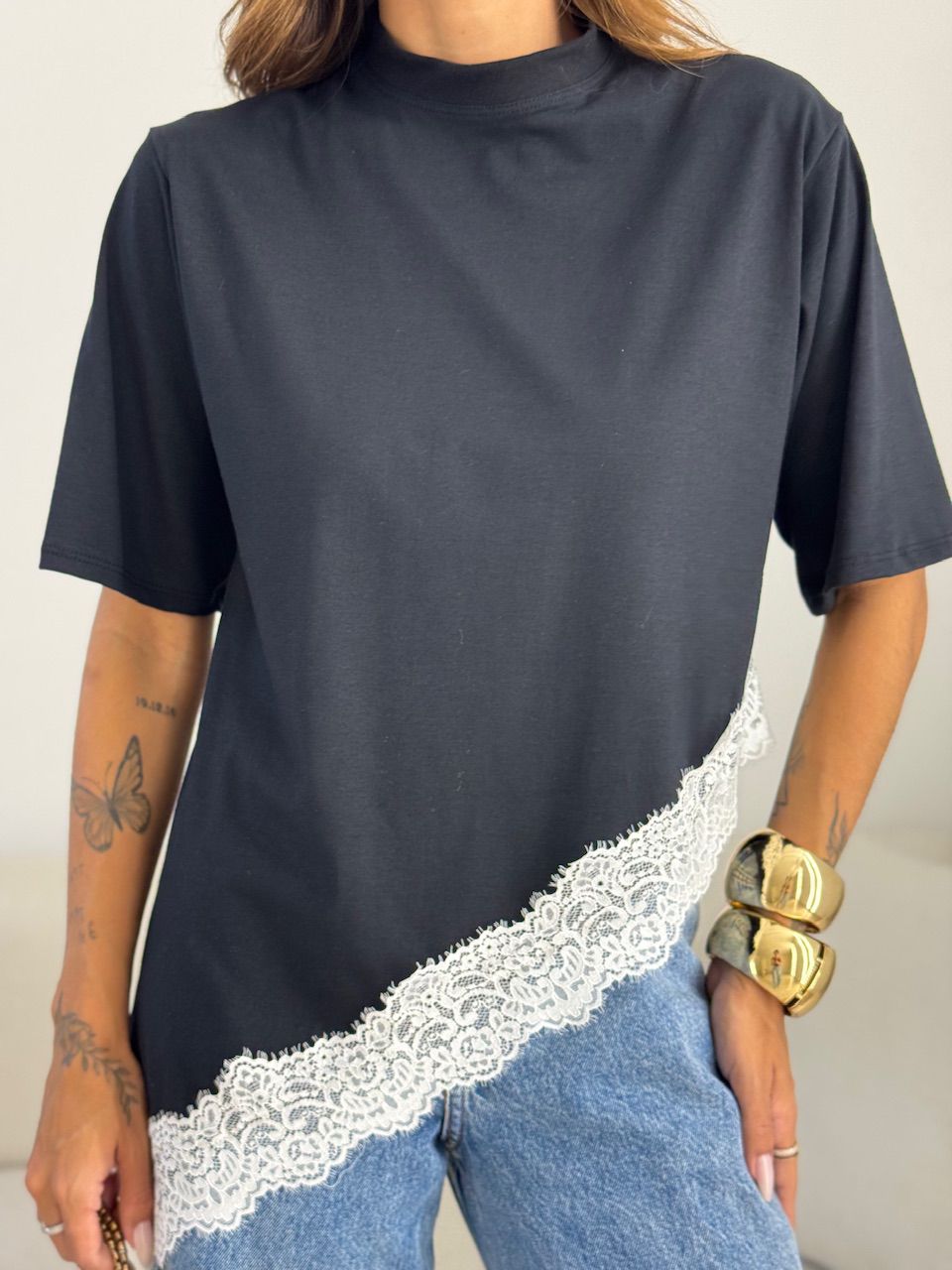 BLUSA MARIANA CF RENDA PRETO/OFF