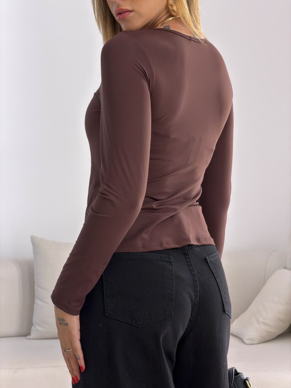 BLUSA AMANDA MANGA LONGA CAFÉ