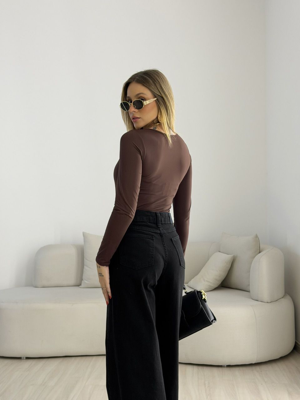 BLUSA AMANDA MANGA LONGA CAFÉ