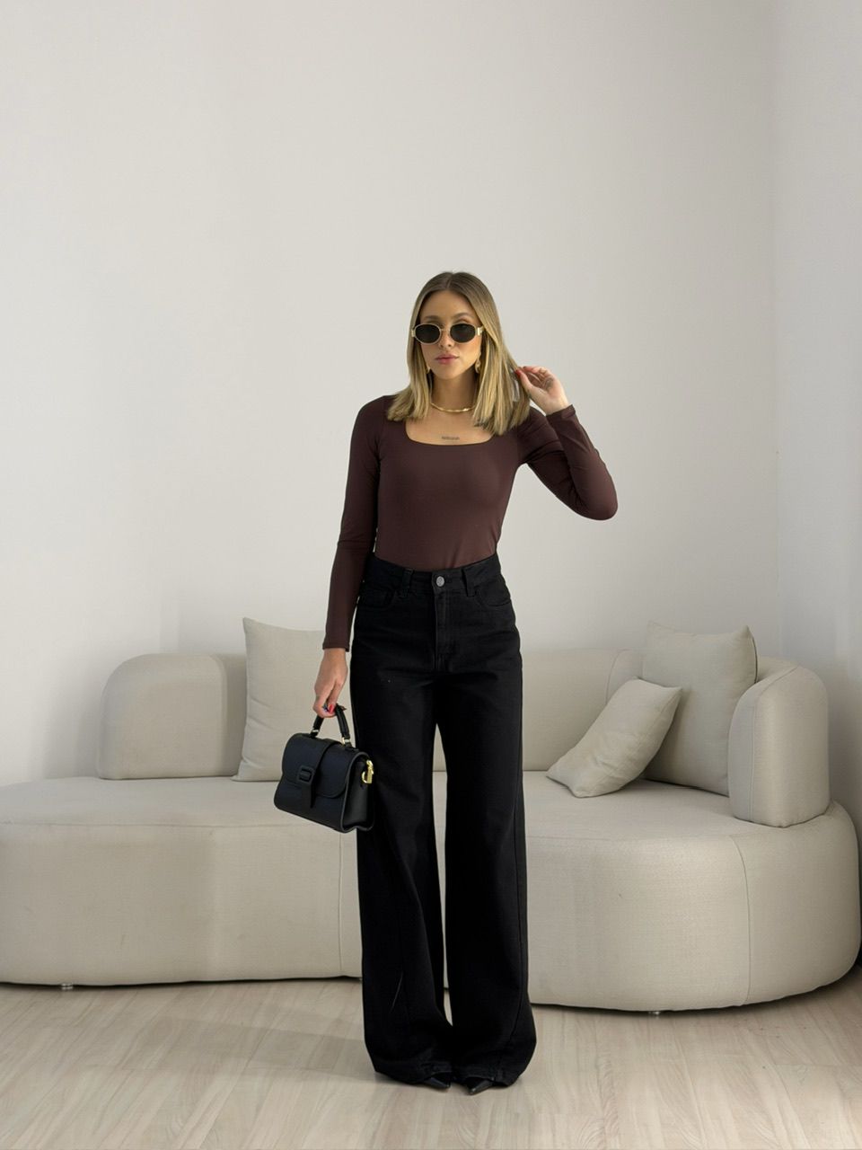 BLUSA AMANDA MANGA LONGA CAFÉ